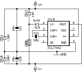 plus <-> minus Spannungswandler mit Ladungspumpe plus <-> minus Spannungswandler mit Ladungspumpe